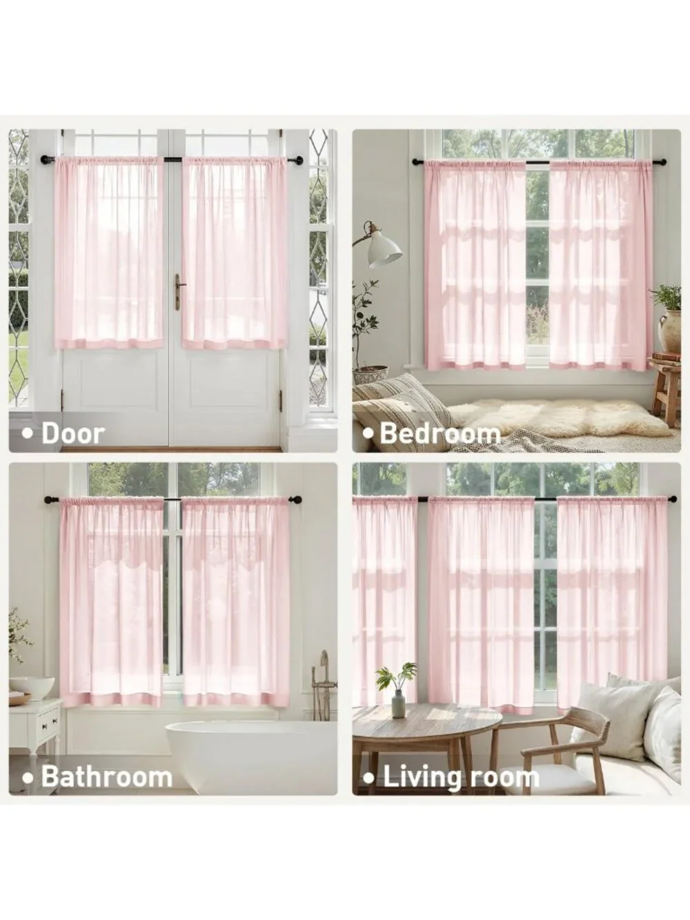 Blush Pink Sheer Curtains, 63